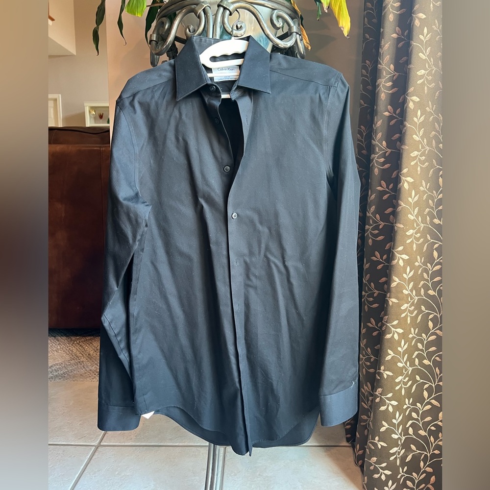 Men’s Calvin Klein Button-down Black Slim Fit Dress Shirt